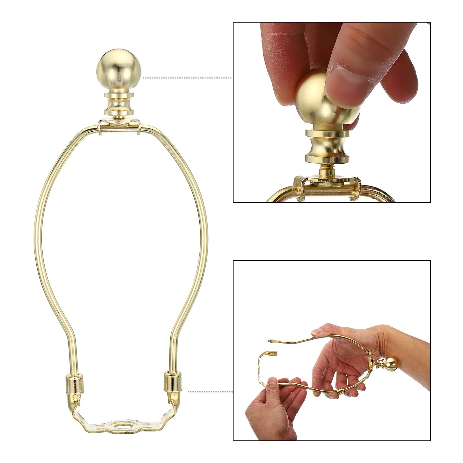 PATIKIL 7 Inch Lamp Harp Kit with Finial, 1 Set Gold Bracket Holder