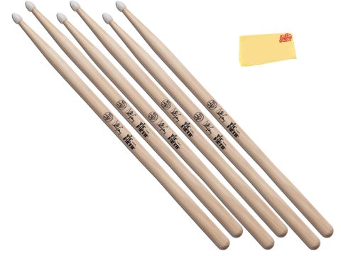 Vic Firth Signature Series Danny Carey Nylon Tip Drumsticks – 12‑Pack Bundle with Austin Bazaar Polishing Cloth