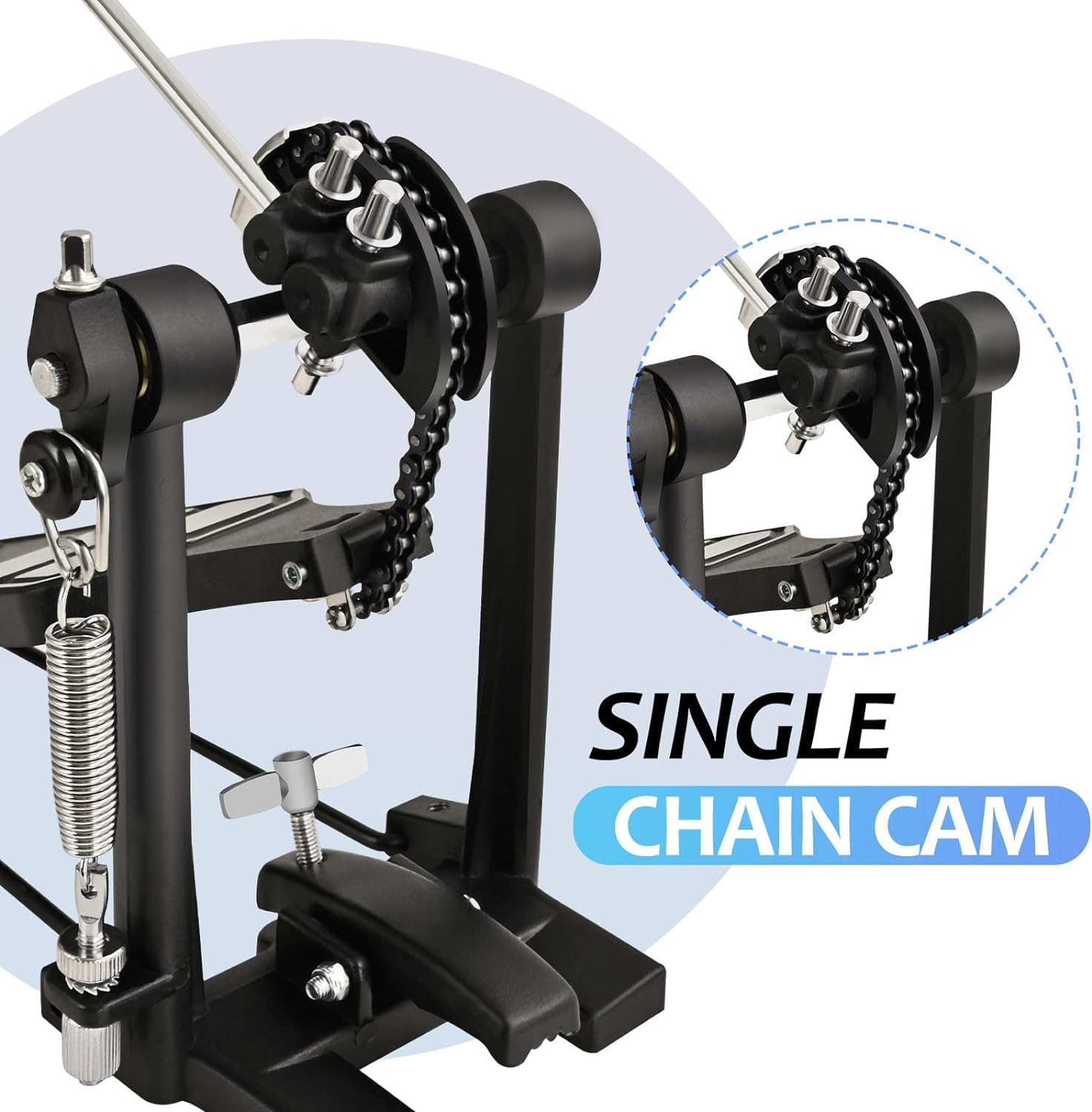 Tipatyard Single Bass Drum Pedal Single Pedal for Drum Set Kit and Electronic Drums | Single Chain