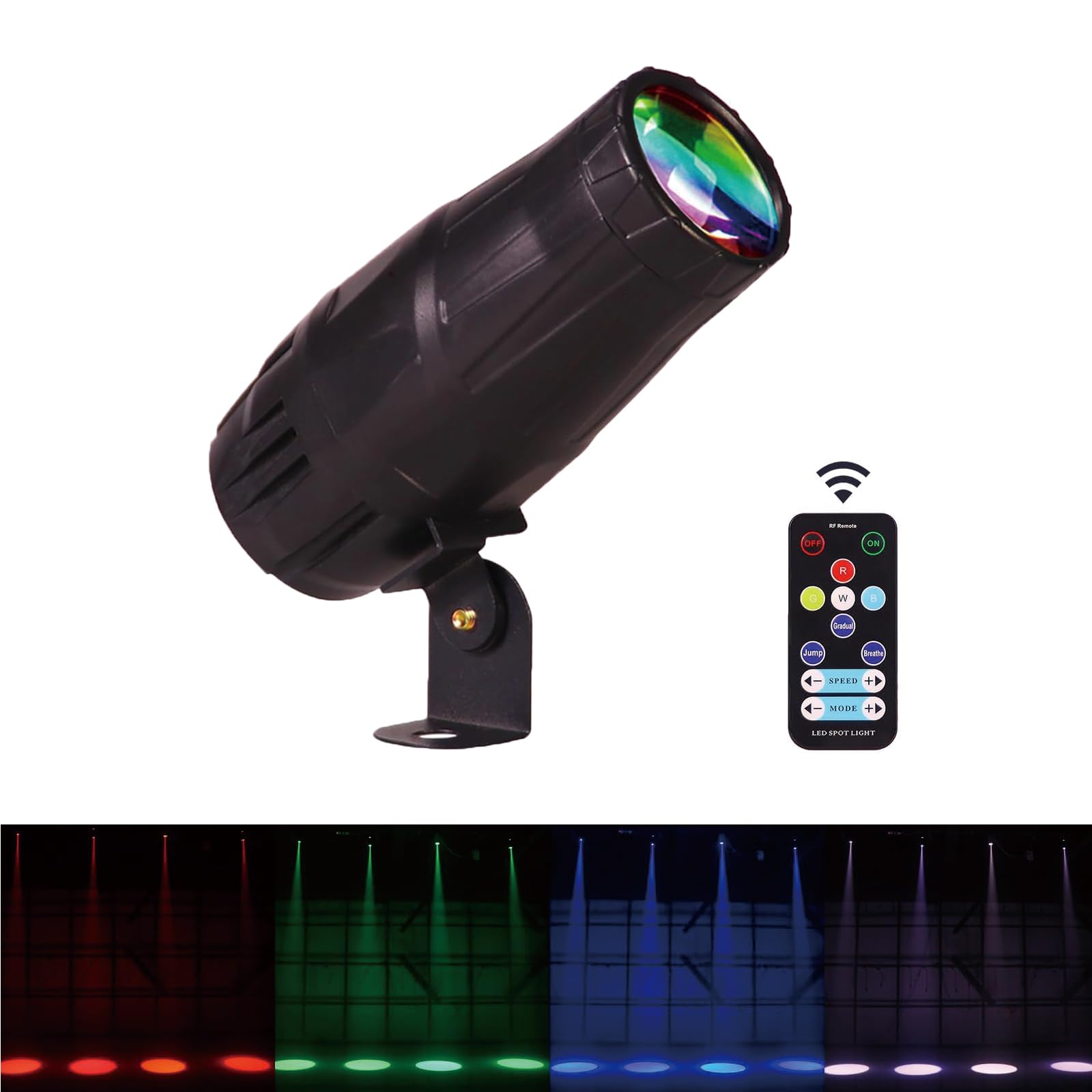 Ecostrobe LED Pinspot Light,Stage Spotlight Mini 15W RGBW Disco Ball Spot Lights 4 in 1 Stage Lighting Mirror Ball Light with Remote Control for DJ Disco Party Bar Club Wedding (1 Pack)
