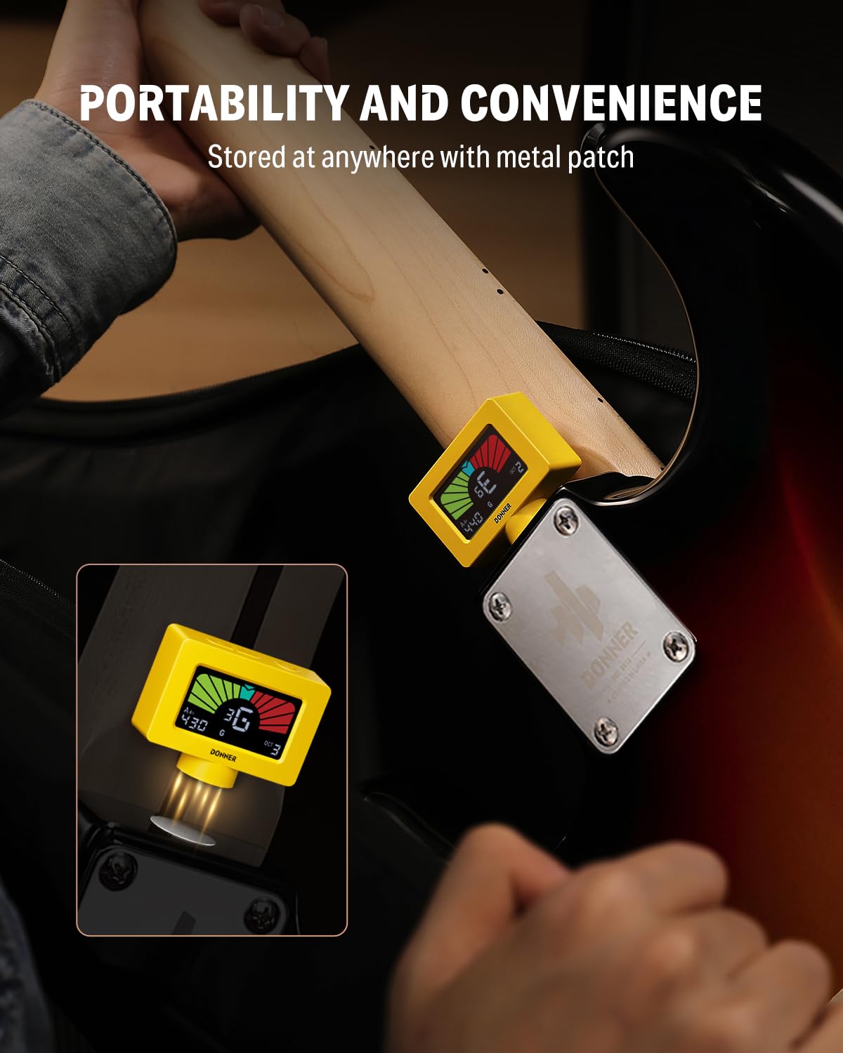 Donner Guitar Tuner Clip on Magnetic Tuner DT-10, Yellow