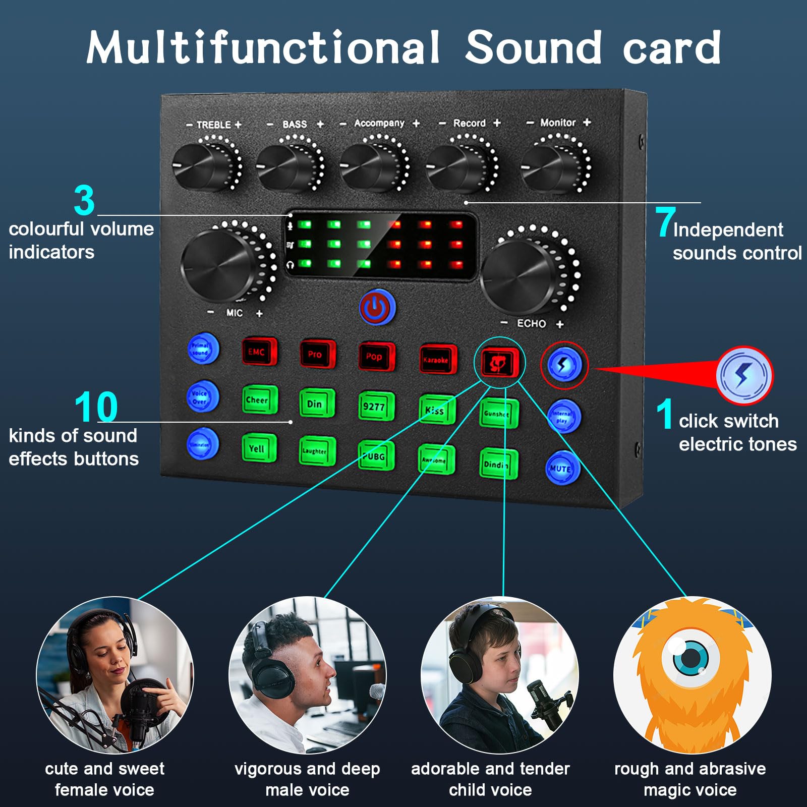 ALPOWL Podcast Equipment Bundle for 2, Audio Interface with Cardioid Designer BM800 Mic for Gamer and All-in-One DJ Mixer, Perfect for Live Streaming, Singing, YouTube, Gaming