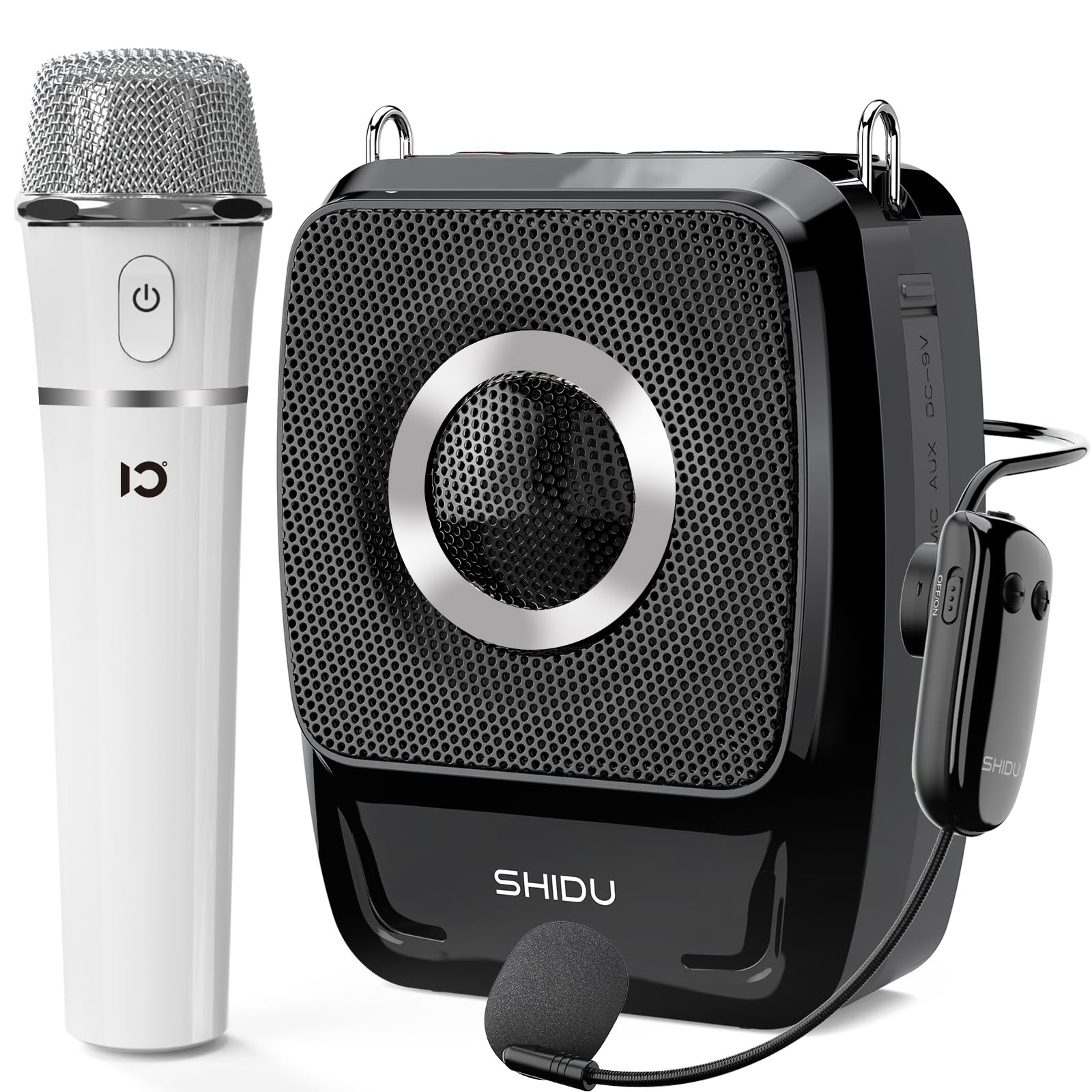 SHIDU 50W Peak Voice Amplifier with Wireless Microphone Headset & Handheld