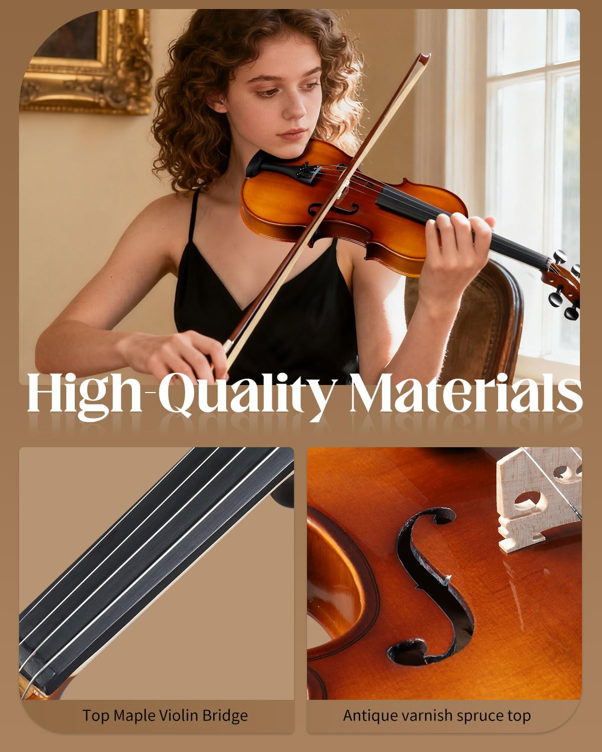 Ktaxon 4/4 Violin Solid Wood, Full Size Acoustic Fiddle Set (Gloss)