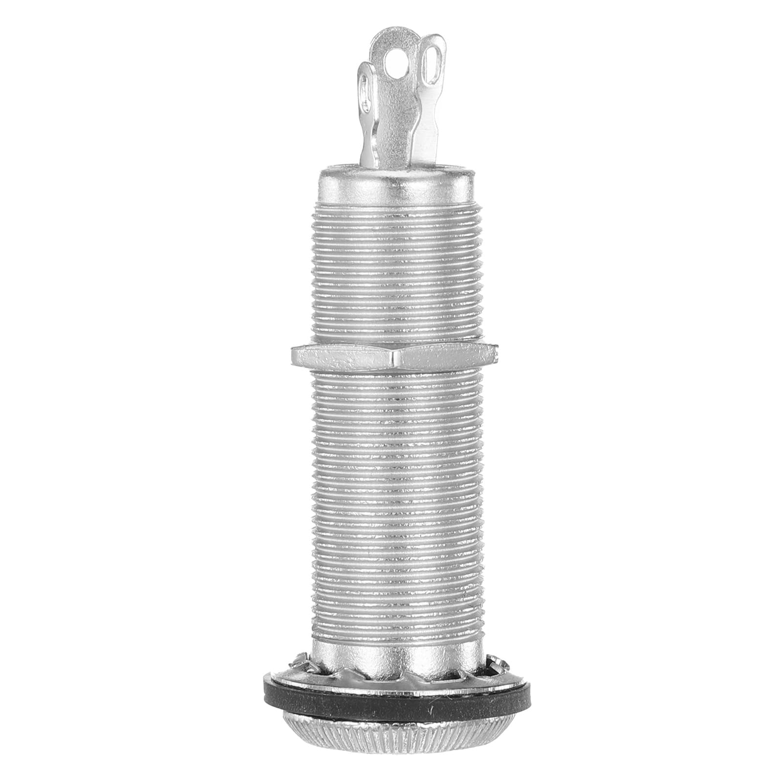 6.35mm Brass Mono Guitar Bass Jack Metal Socket Cylinder Input Output Jack Brass Mono Electric Guitars Bass 1/4inch Metal Barrel Jacks Socket with 3 Pins Guitar Accessories Parts (Silver)
