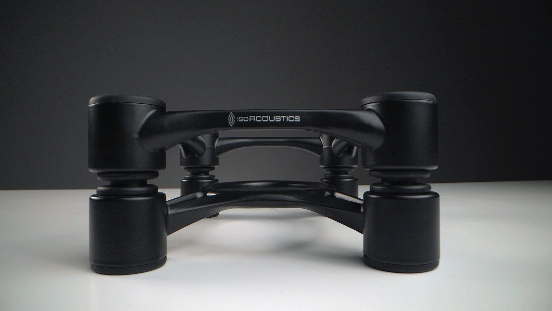 IsoAcoustics Aperta Series Isolation Speaker Stands with Tilt Adjustment: Aperta (6.1″ x 7.5″) Black Pair