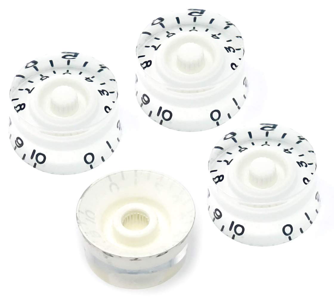 Vintage Forge White Speed Knobs Compatible with Epiphone Les Paul SG Electric Guitar (Set of 4) Fits 18 Coarse-Spline Import (Metric) Split Shaft Pots Recessed RS18M-WHT4