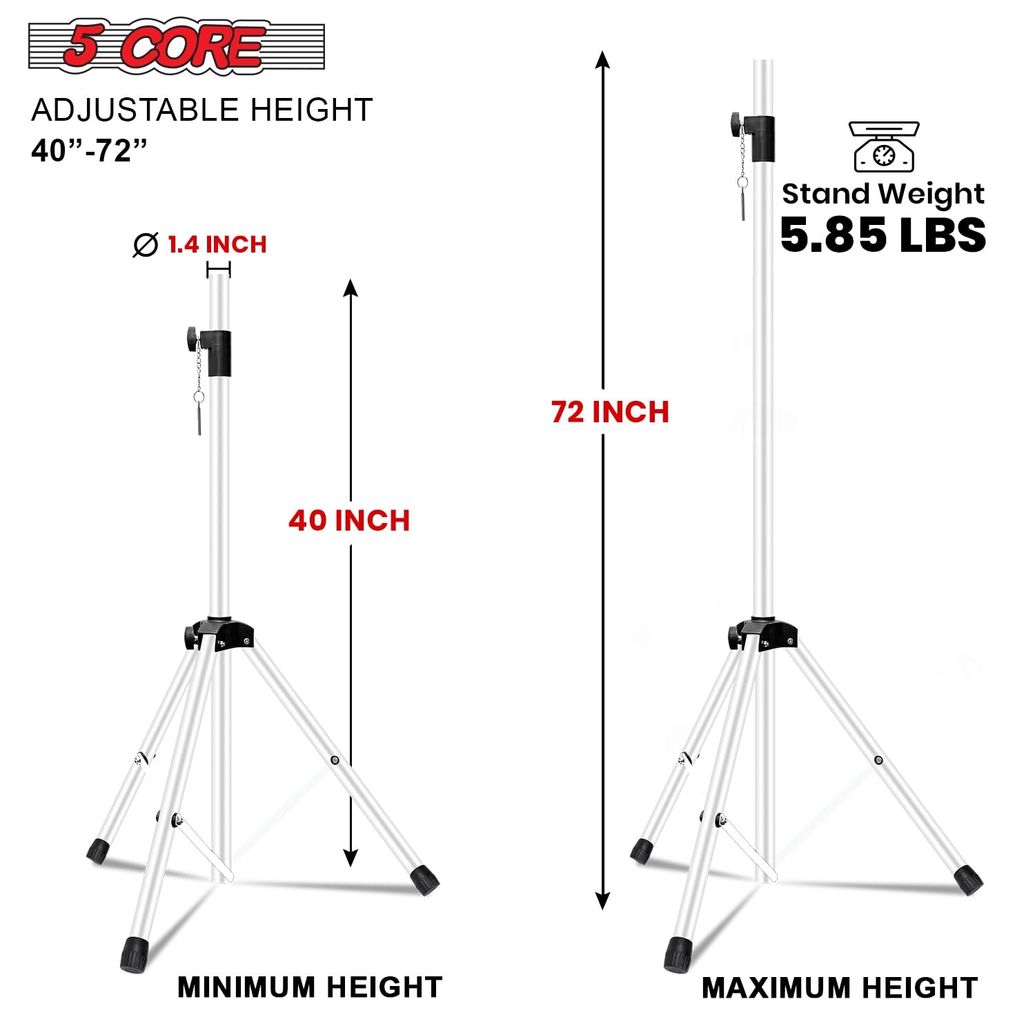 5 Core Speaker Stand Tripod Pair Adjustable PA DJ Universal Pole Mount