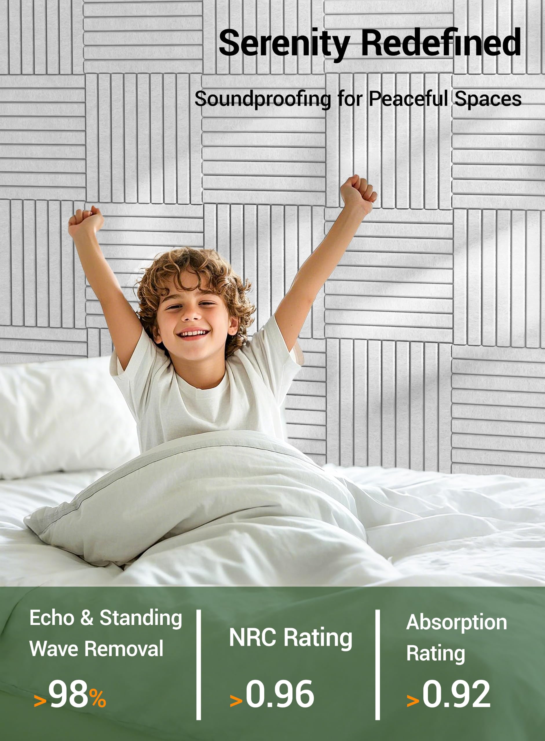 Waister Soundproof Wall Panels, 12‑Pack, 0.47 Inch Thick High Density-White