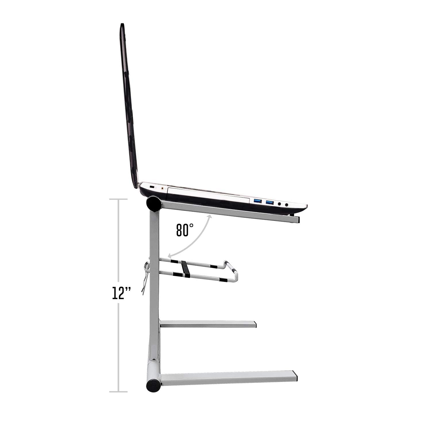 AxcessAbles Portable Folding Laptop Stand with Bag | Elevated MacBook Stand for Home Office, Music Production, Gaming, DJ Controller | No Assembly Required (White)
