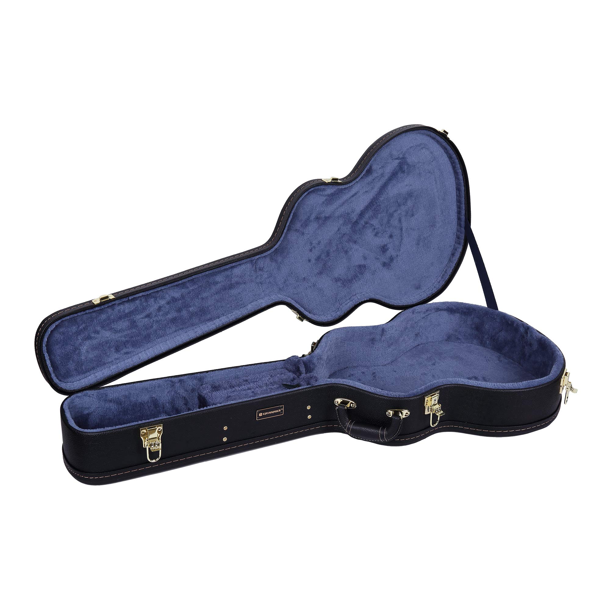 Crossrock Arch-Top Wood Case for OM/Martin 000-14 Fret Guitars, Black (CRW600OMBK)