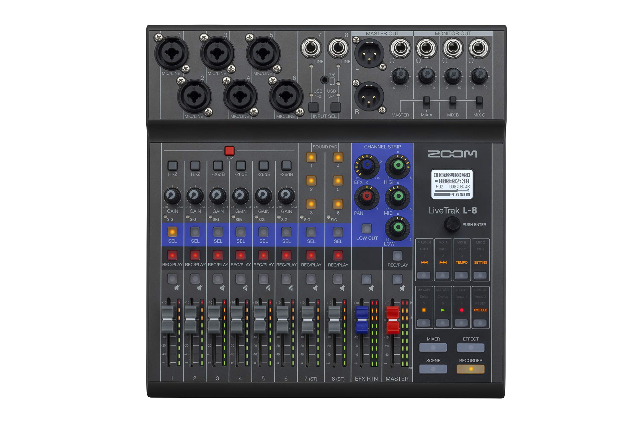 Zoom LiveTrak L-8 Battery Powered Mixer/Recorder for Musicians & Podcasters