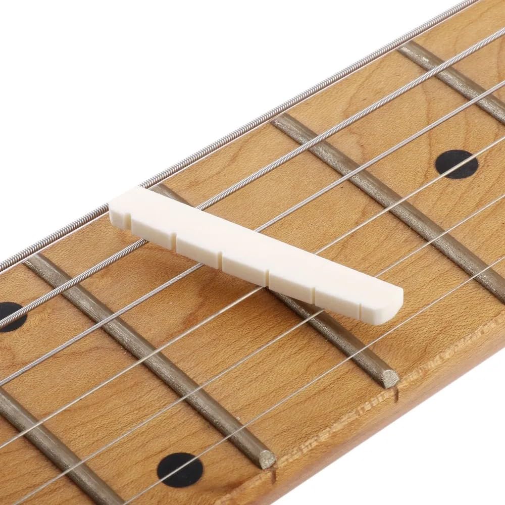 Metallor Bone Guitar Nut 6 String Pre-Slotted Top Nut 42mm x 6mm x 3mm White