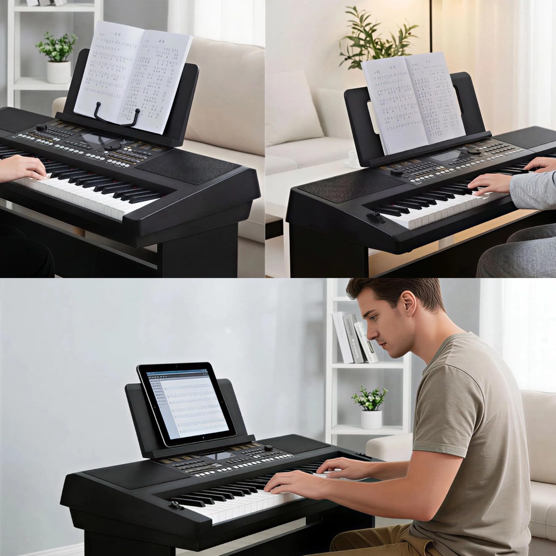 Pin Music Stand, Electronic Keyboard Sheet Music Stand with Expandable Pins
