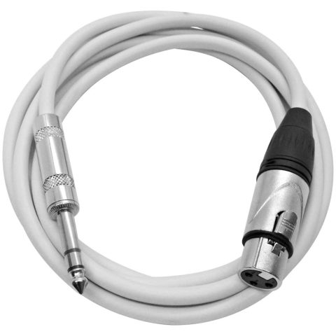 Seismic Audio – SATRXL-F6White – 6 Foot White XLR Female to 1/4 Inch TRS Patch Cables- 6′ Professional Audio Balanced XLR-F to 1/4″ Patch Cord