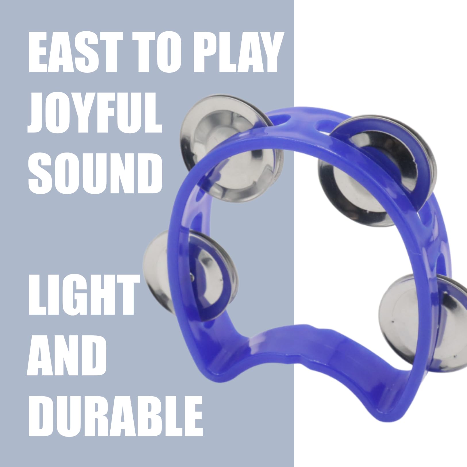 CashBeat 2-Pack Mini Tambourines, Half Moon Handheld with Jingle Bells