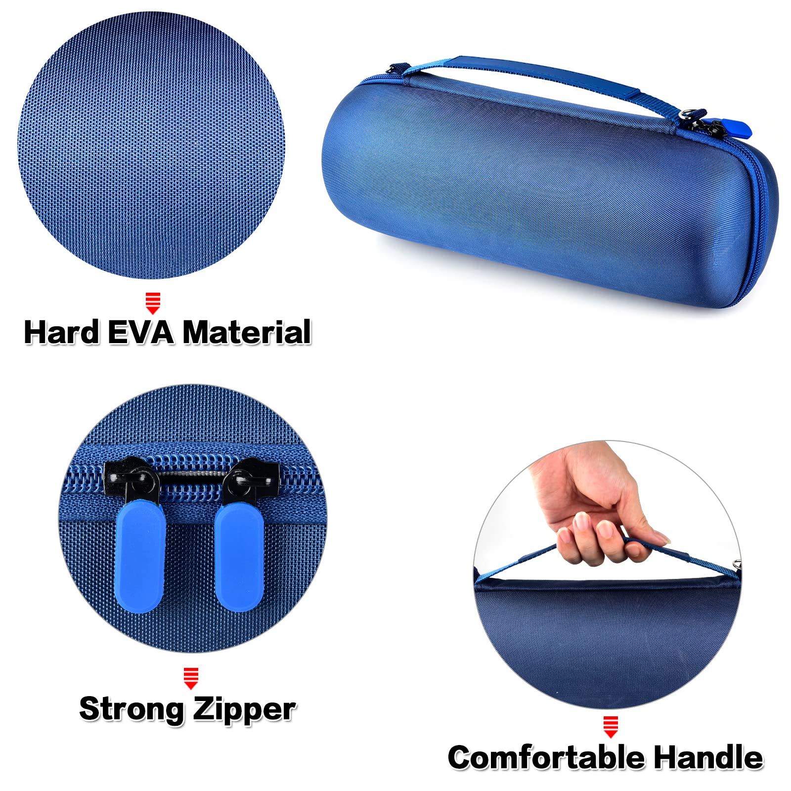Comecase Hard Travel Case for JBL Charge 4/ Charge 5 Waterproof Bluetooth Speaker. Carrying Storage Bag Fits Charger and USB Cable – Blue+Inside Blue (Case Only)