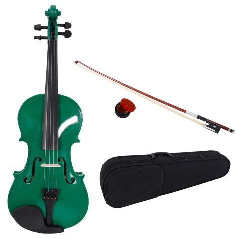 4/4 Beginner Violin for Adults,Complete Full Size Violin Kit with Portable Case,Bow, Rosin All Accessories Included (4/4 Green)