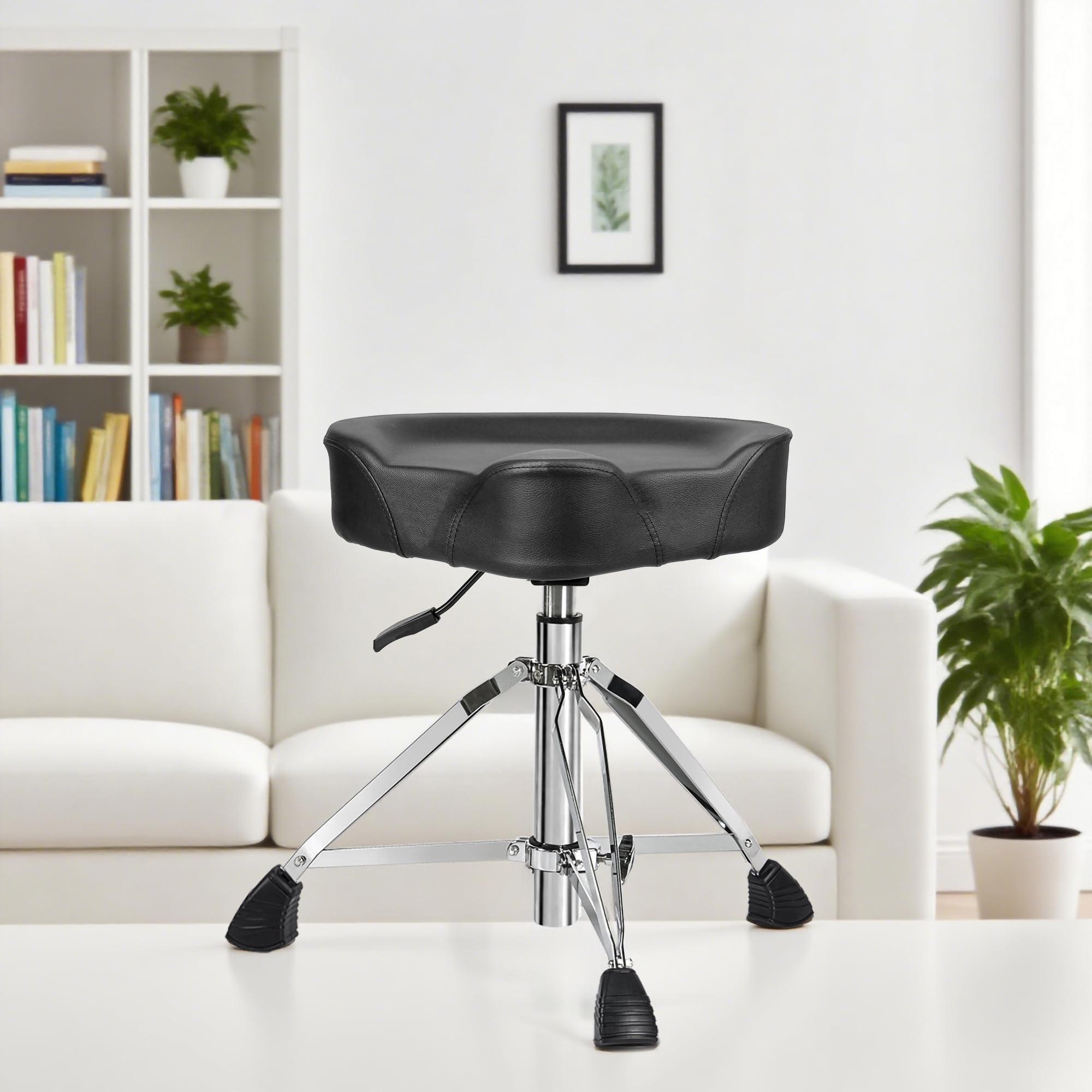 TIZECO Thickened Hydraulic Drum Throne, 12.6-inch Diameter Drummers Chair, Heavy Duty Drum Stool, Height Adjustable Drum Seat, Music Stool for Drummer