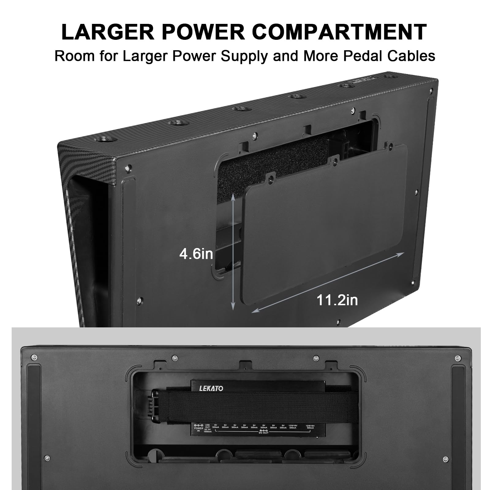 LEKATO Guitar Pedal Board, Pedal Board 22″x11″x2.8″, Guitar Effects Pedalboard, Built-in Compartment for Power Supply, Pedalboard with Carry Bag and Mounting Tape