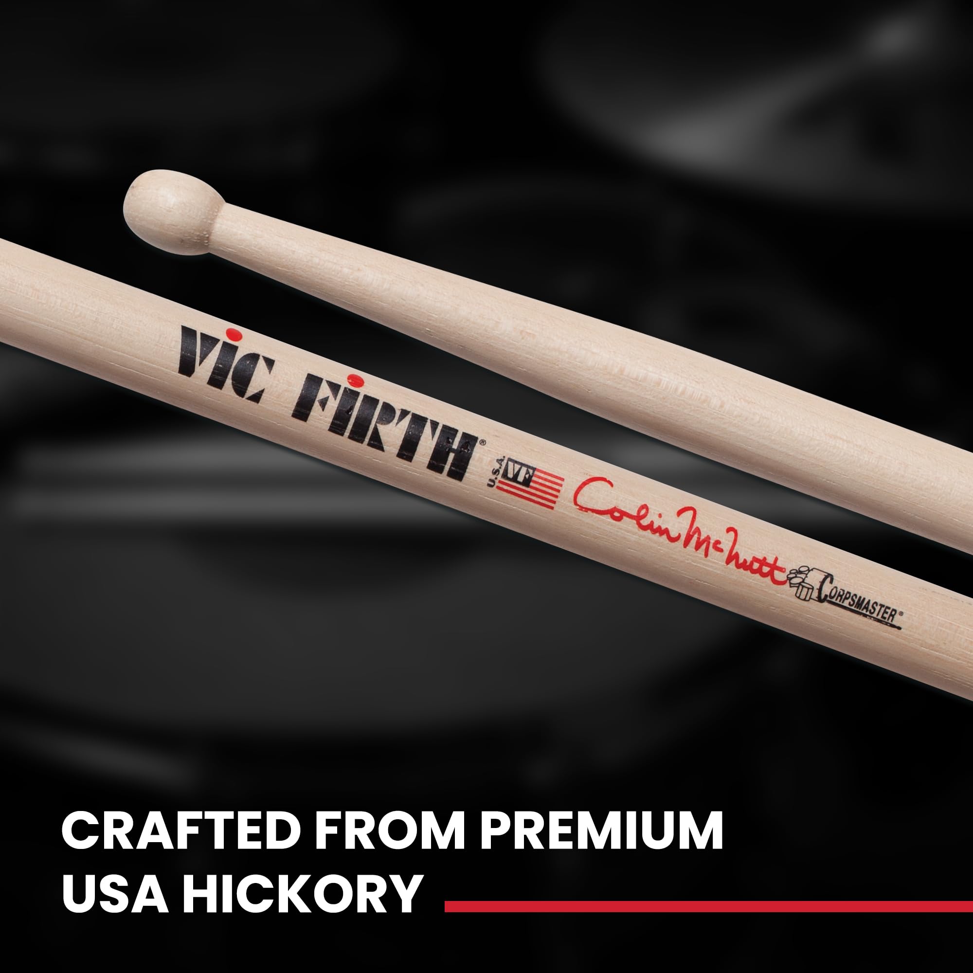 Vic Firth SCM Corpsmaster Signature Snare Colin McNutt Drumsticks – 12-Pack Bundle with Austin Bazaar Polishing Cloth
