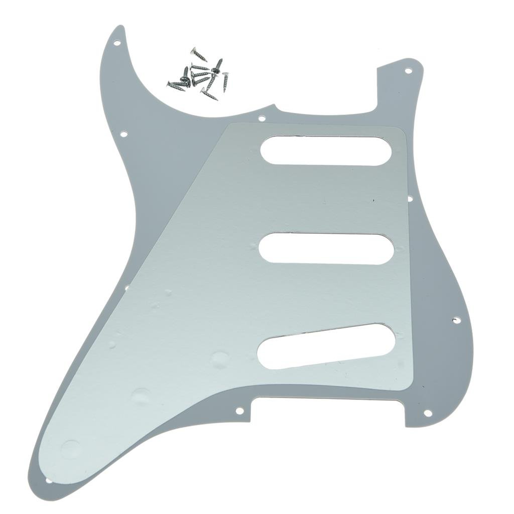 Dopro 11 Hole Vintage 62 Strat ST SSS Single Coil Pickups Guitar Pickguard Scratch Plate with Screws for American FD 62 Stratocaster White 1 Ply