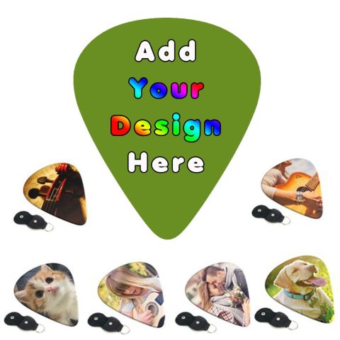 PLKIUYT 6-Pack Customized Guitar Picks Personalized Guitar Accessories Two Sides Printing with Your Name Text Picture Guitar Pick for Men and Women, OliveDrab, 0.71mm