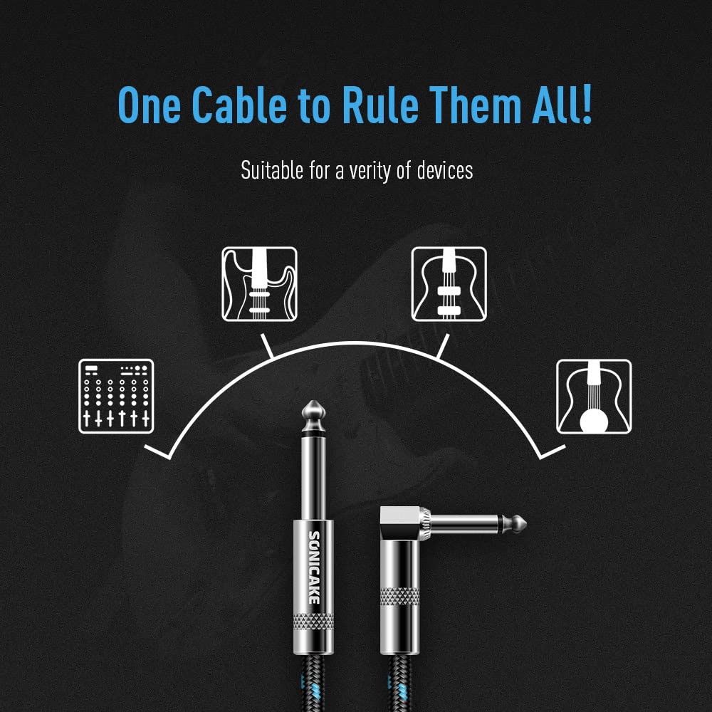 Instrument Cable (20ft/6m, Right Angle to Straight)