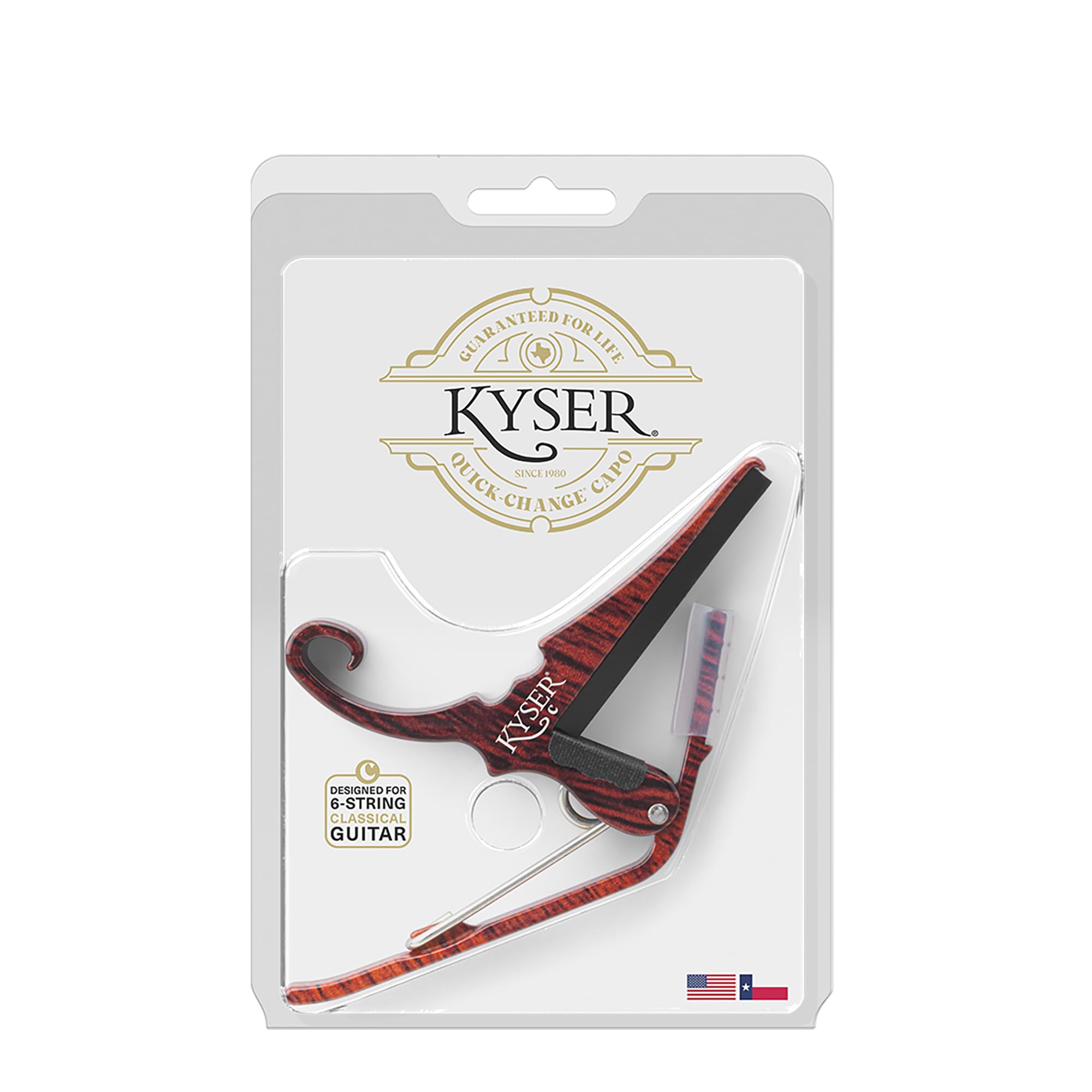 Kyser Musical Products Quick-Change Guitar Capo, KGCRWA, Rosewood – For Classical Guitars, Made in USA, Quality, Strong, Lightweight, Quick & Easy Key Changes, Innovative, Perfect Fit For Classicals