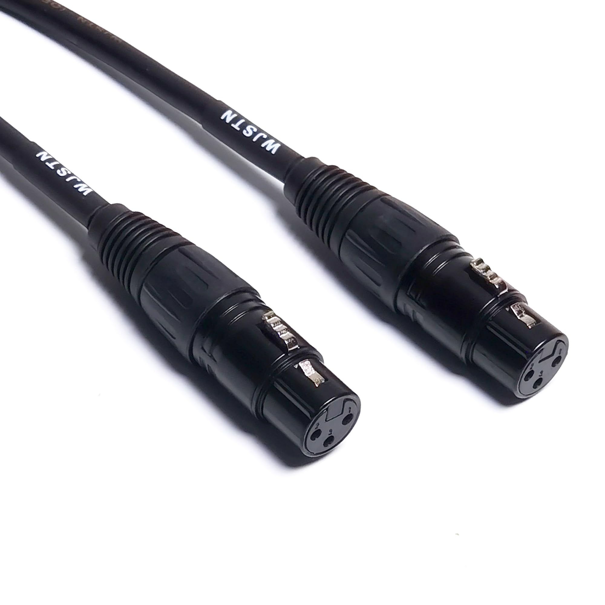WJSTN Suanqi Microphone Cable XLR Cables, Balanced Microphone Mic Cord 3 Pin XLR Female to Female DMX Cable Patch Cords with 2Pack (1FT), Black.