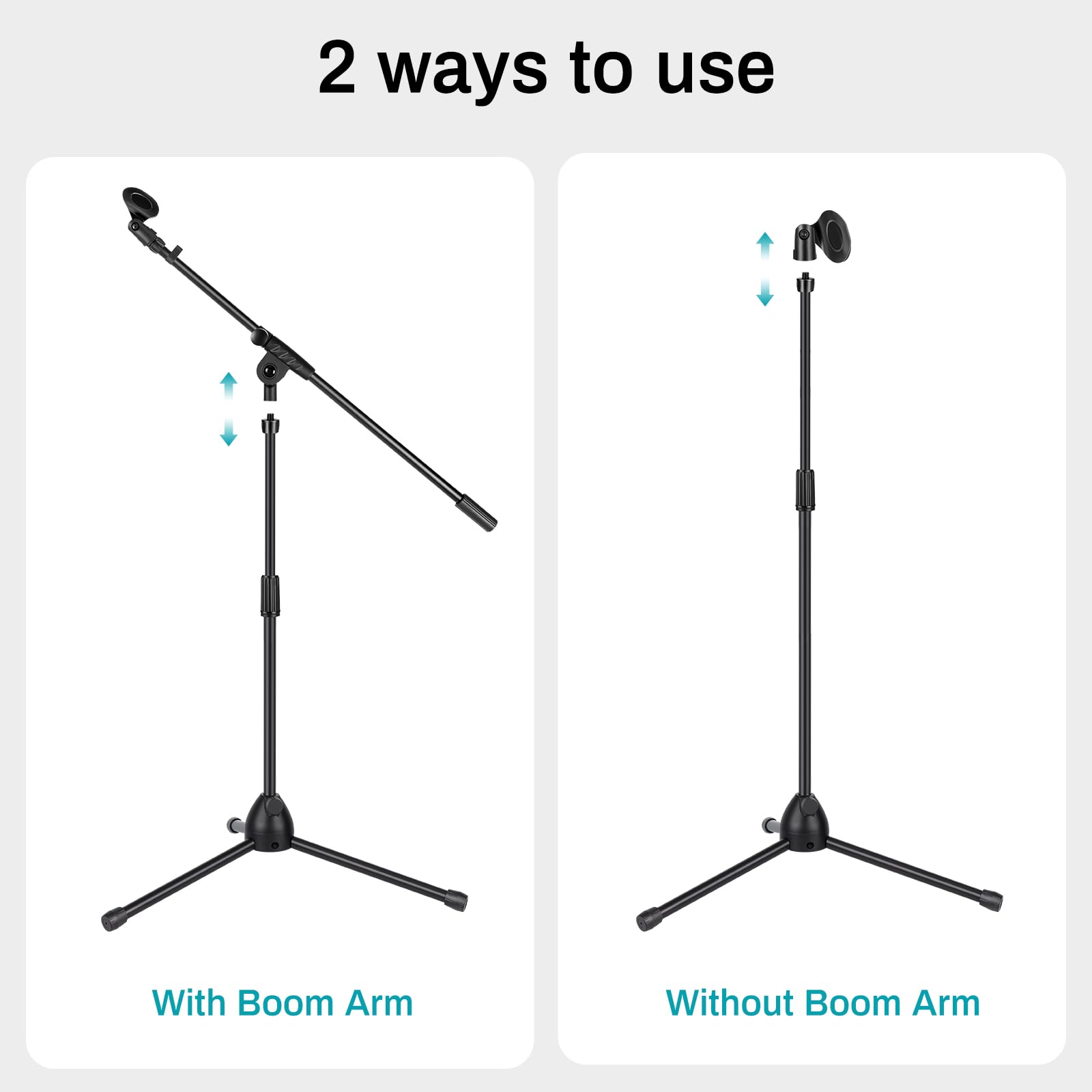 AODSK Deluxe Tripod Mic Stand with Boom Arm&Twist Clutch (Upgraded Version)