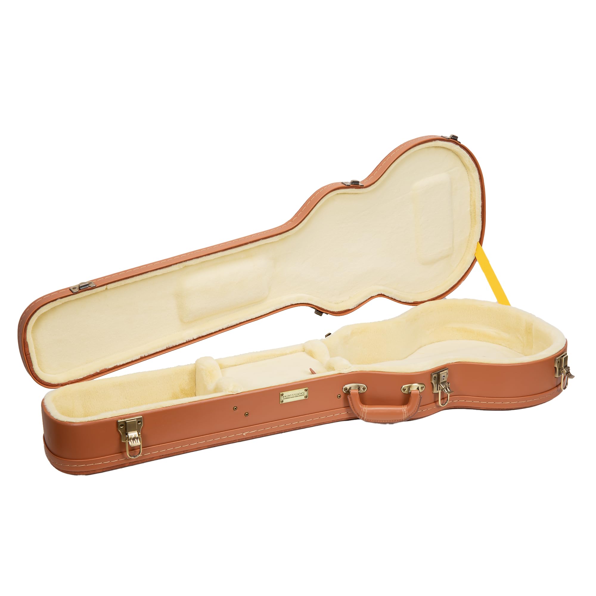 Crossrock Relief Series Les Paul Guitar Case for Single-Cut Electric Guitars | Carved Red Wood Finish, Ivory Plush Interior, Lock – Premium Wooden Hardshell