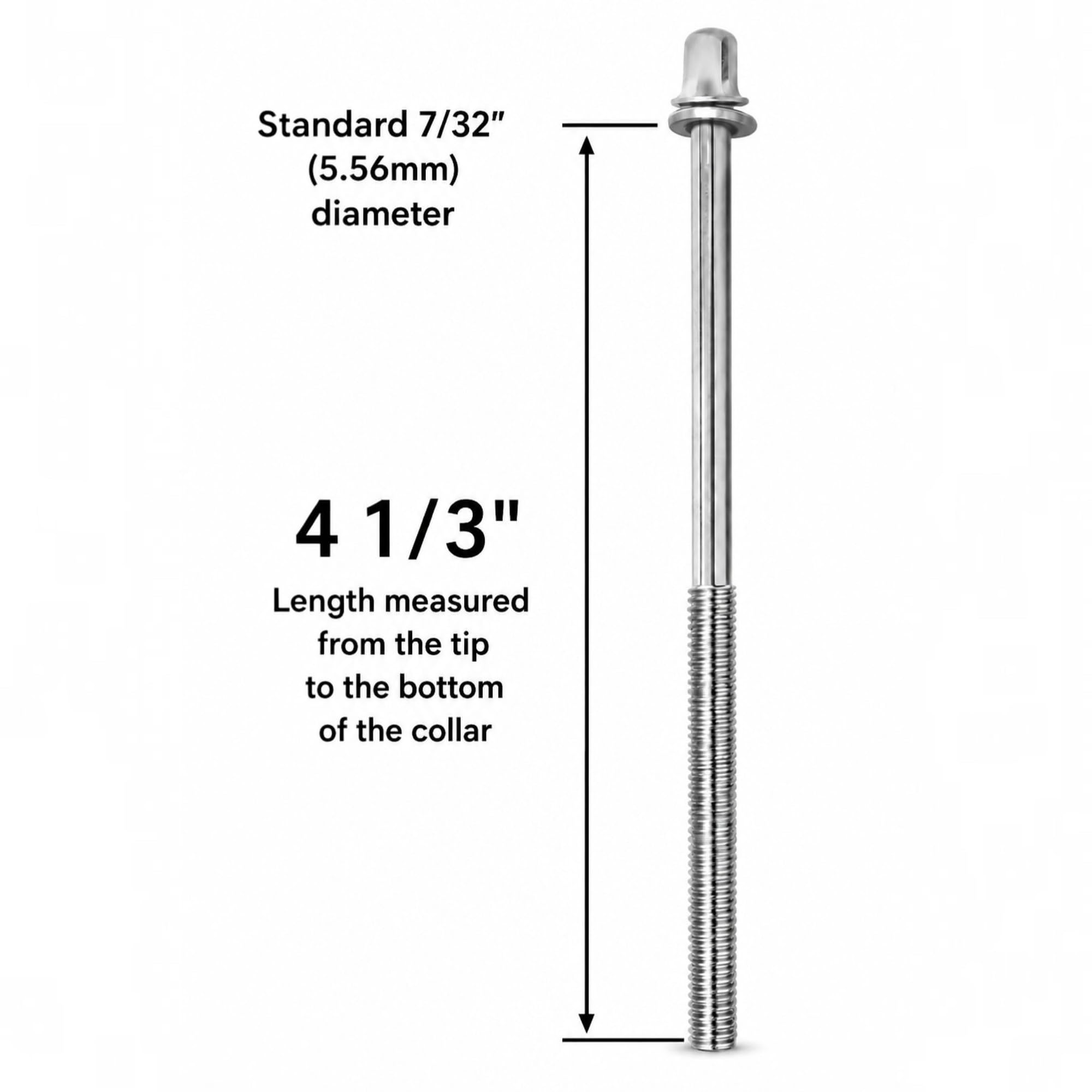 AIAS Bass Drum Tension Rods, 4 1/3 Inch (110mm), 4 Pack