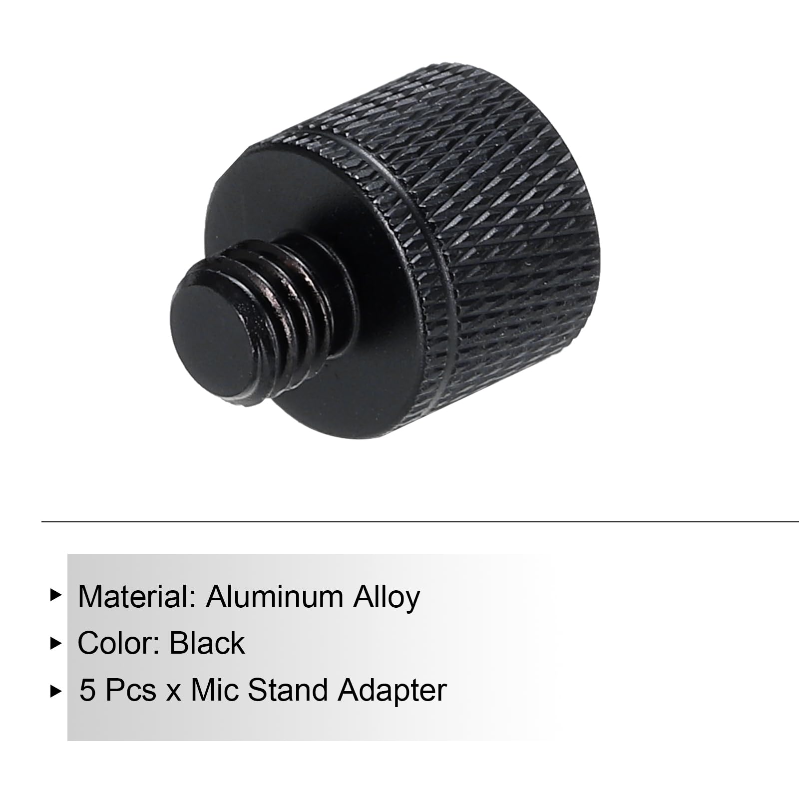 MECCANIXITY 5Pcs Mic Stand Adapter 1/4 Female to M8 Male Thread Screw Adapter Aluminum Alloy for Microphone Tripod Stand Mount, Black