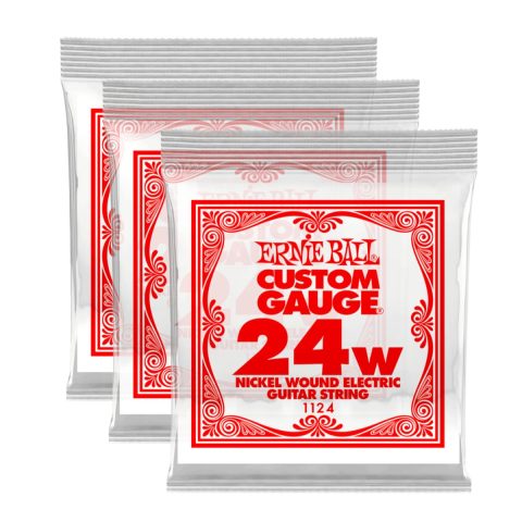 Ernie Ball Nickel Wound Single Guitar Strings 3-Pack .024 3-Pack