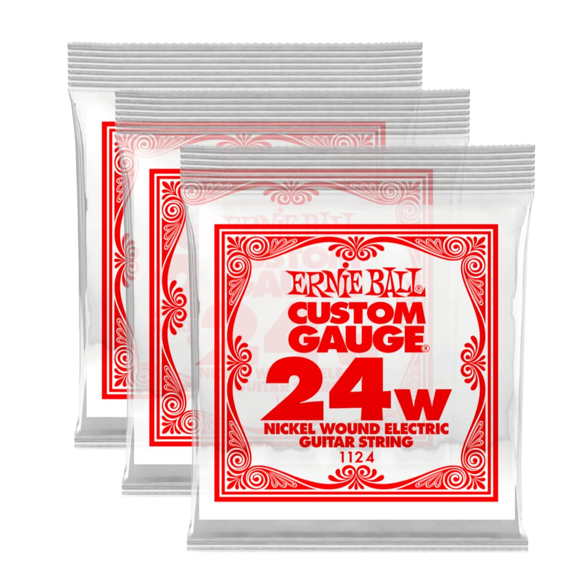Ernie Ball Nickel Wound Single Guitar Strings 3-Pack .024 3-Pack