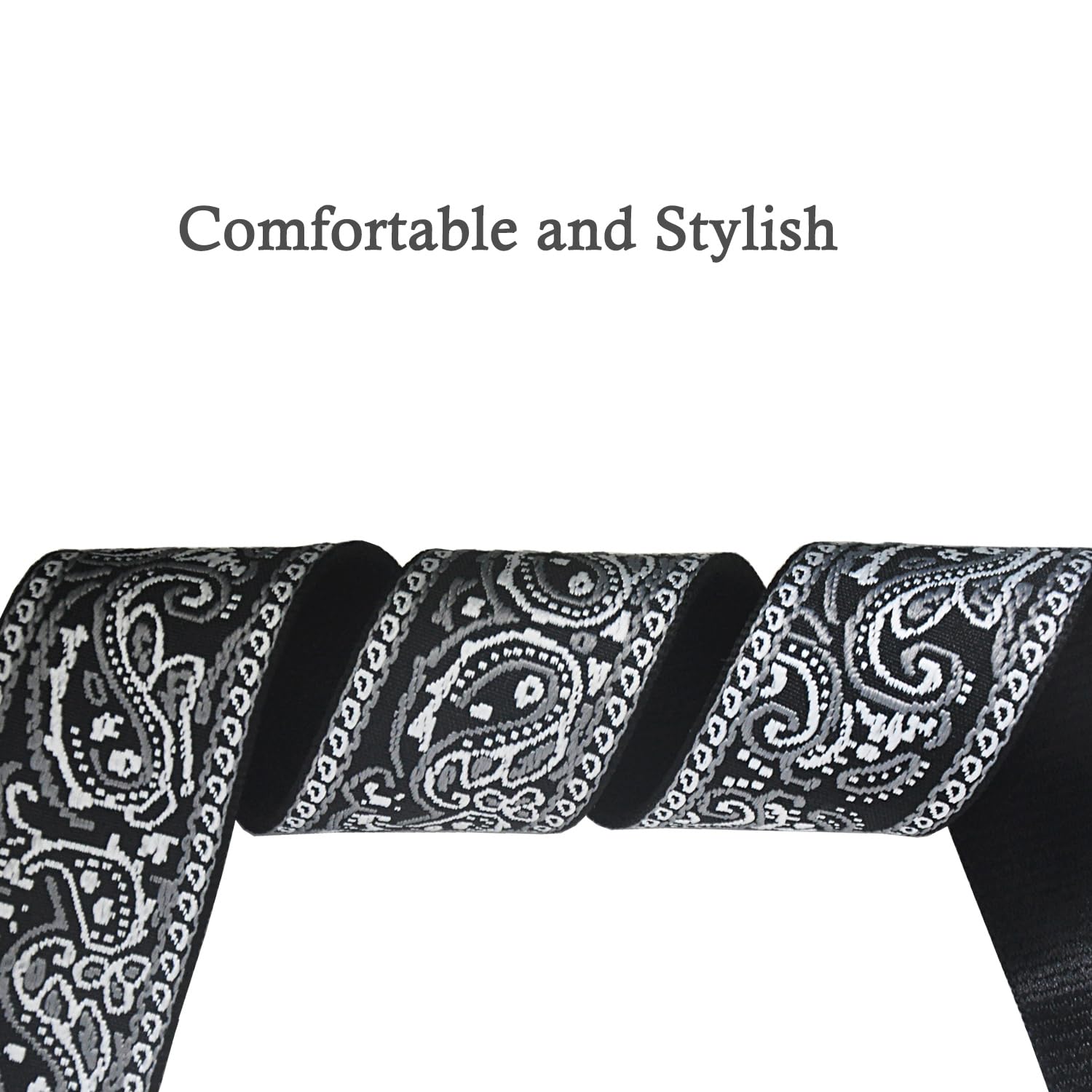Farcaya Guitar Strap Jacquard Weave Cotton Adjustable Shoulder Strap with 2Strap Lock Button 3Picks Headstock Strap Tie¡ (Black and White)