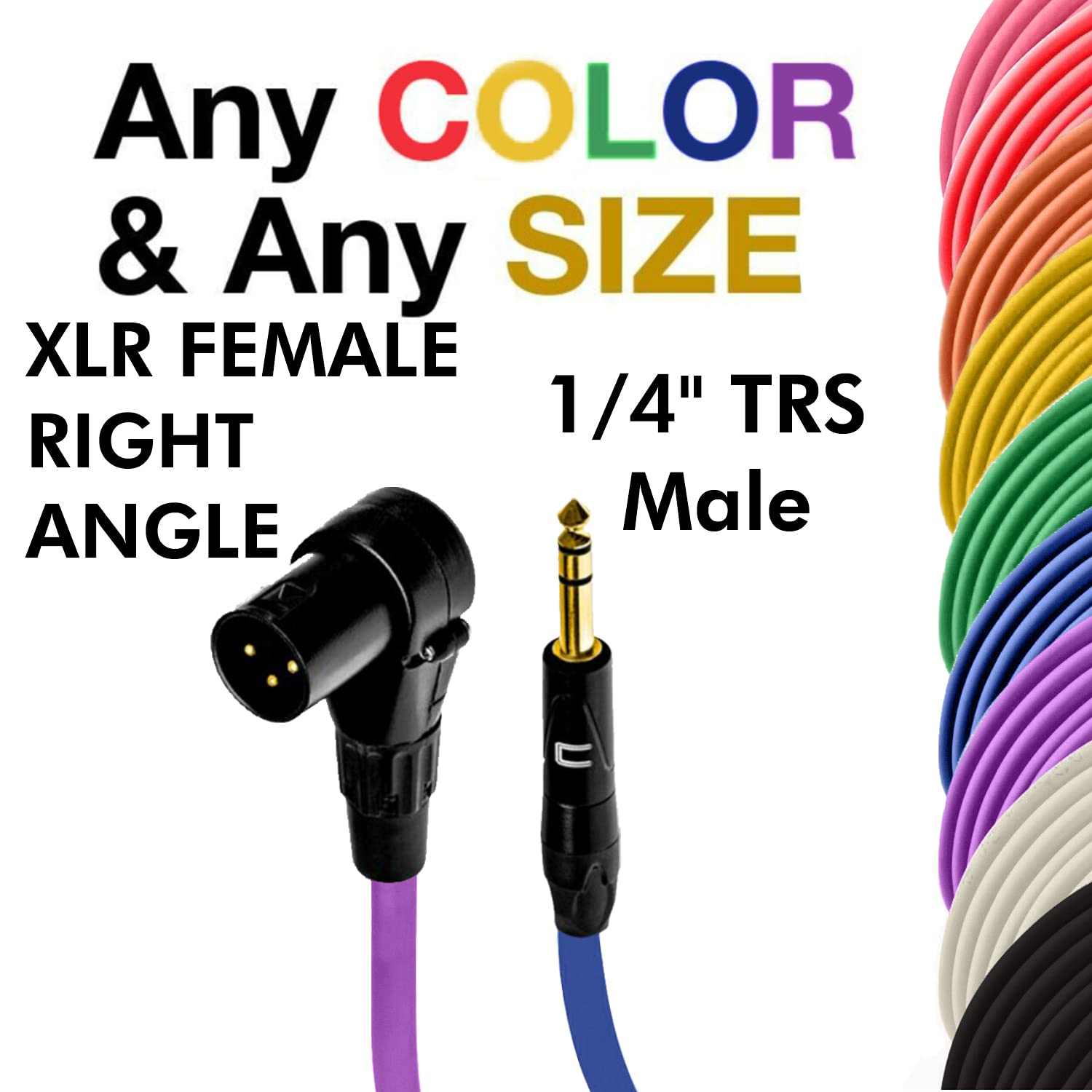 COLUBER CABLE Right Angle XLR Female to 1/4″ TRS Male – 20 Feet – Orange – Pro 3-Pin Microphone Connector for Powered Speakers, Audio Interface or Mixer for Live Performance & Recording