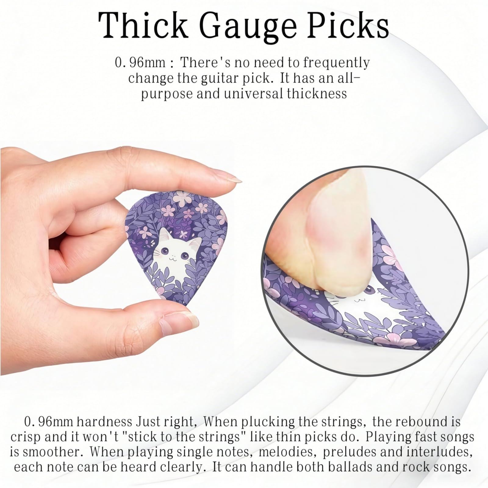 KWSAAHU 0.96mm Thick Guitar Picks – Purple eyed Cat