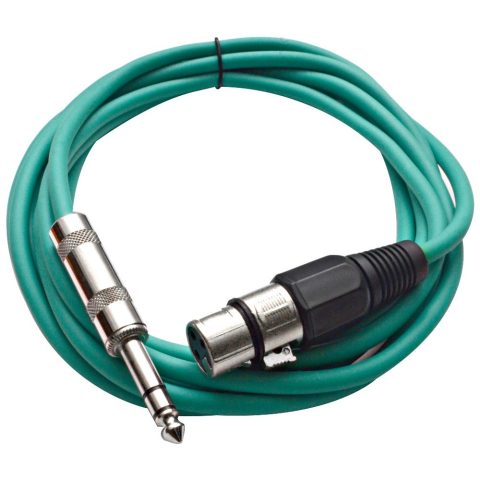 Seismic Audio – SATRXL-F10 – Green 10′ XLR Female to 1/4″ TRS Patch Cable