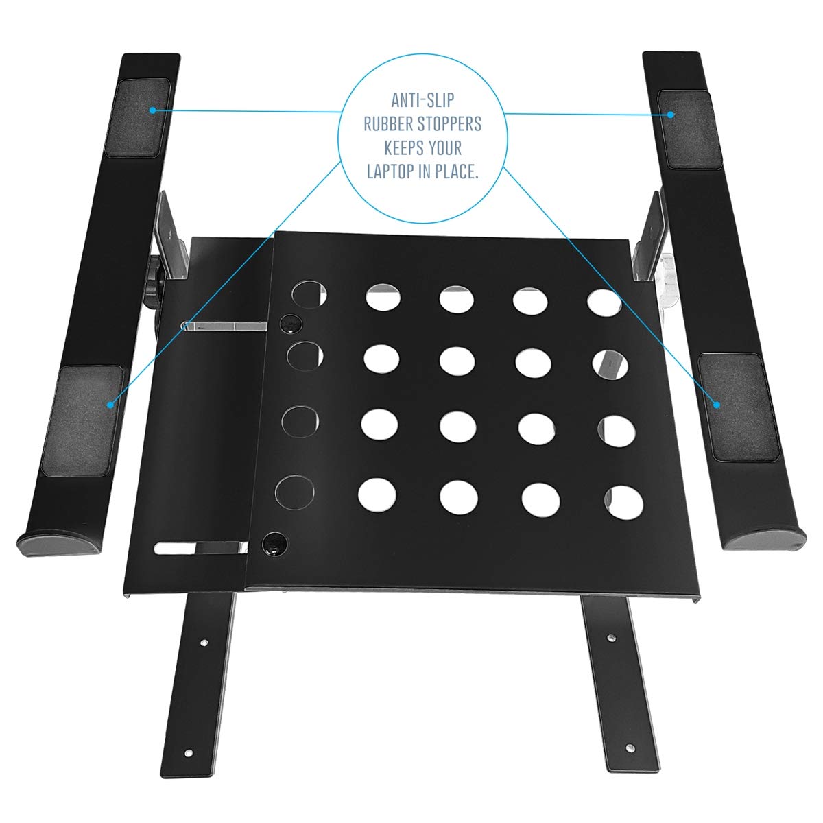 AxcessAbles Two-Tier Adjustable DJ Stand with Clamps | for DJ Controllers, Music Mixers, Laptops up to 20lbs.| DJ Controller Stand Compatible with DDJ-REV1, DDJ-FLX4 (LTS-03 Black)