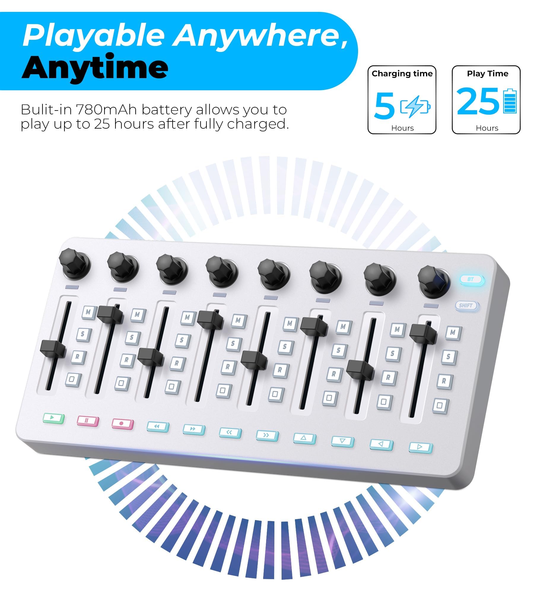 Vangoa Wireless MIDI Controller Mixer, USB MIDI Keyboard for PC & Mac