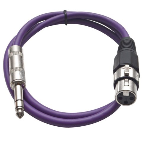 Seismic Audio – SATRXL-F3 – Purple 3′ XLR Female to 1/4″ TRS Patch Cable