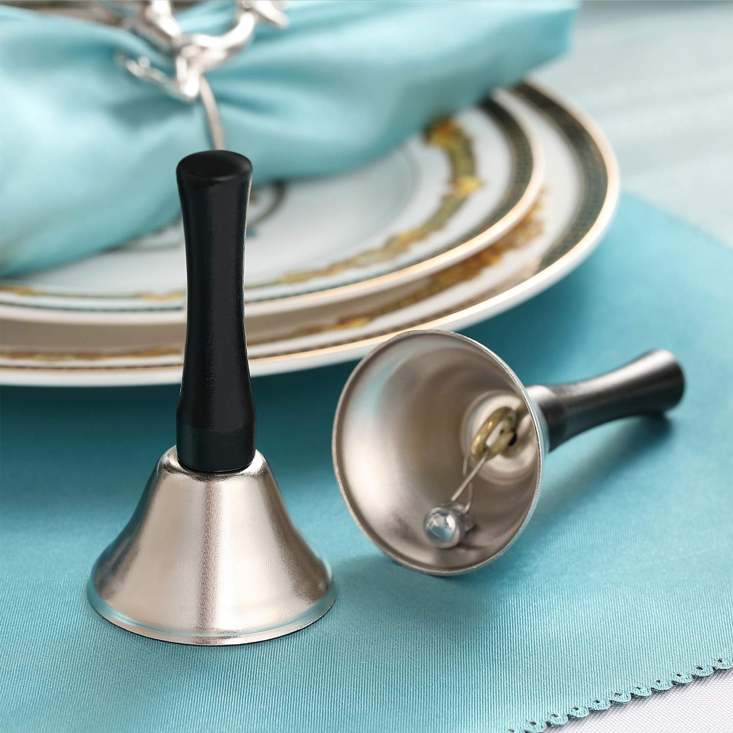 Boao 24 Pack Small Hand Bells Bulk Metal Wedding Bells, Silver