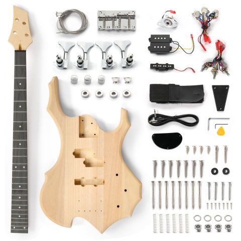 Ktaxon DIY Electric Guitar Kit, 46 Inch DIY Bass Guitar Kit (Flame)