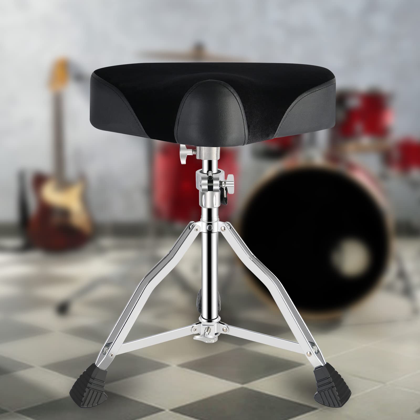EASTROCK Drum Throne Drum Seat Height Adjustable,Padded Drum Stools Motorcycle Style Drum Chair with Anti-Slip Feet for Drummers,Adult