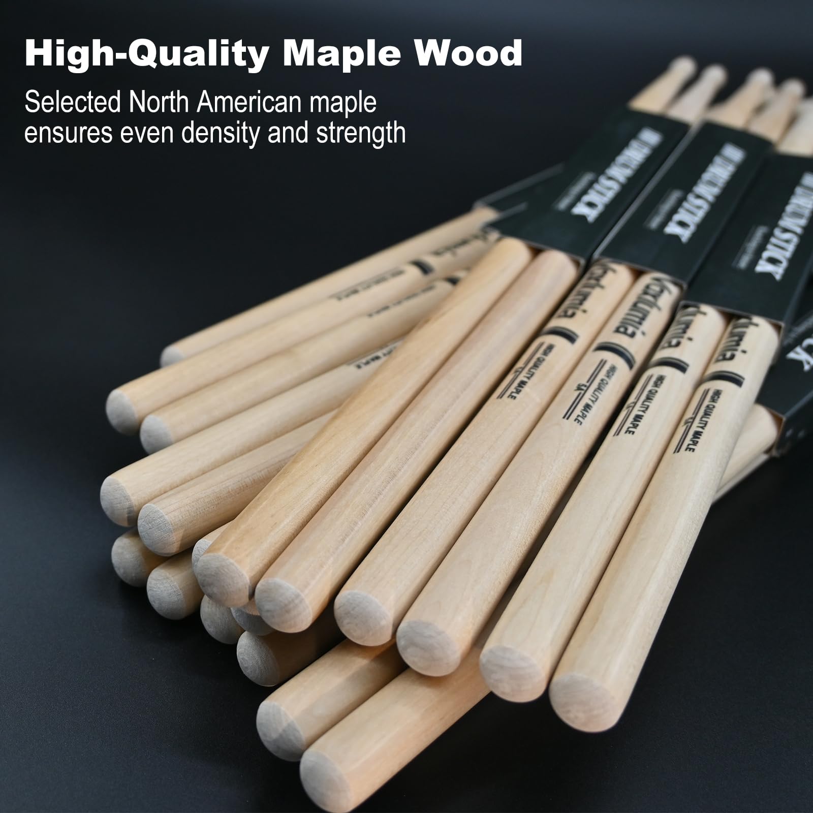 Voxlumia 12 Pair Set 5A Maple Wood Drumsticks Professional for Drummers