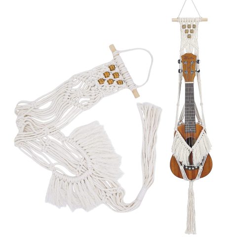 majowir Macrame Ukulele Hanger Macrame Wall Mount Hanger Stand Holder for Concert Ukelele Wall Decor Ukulele Case Alternative Kit