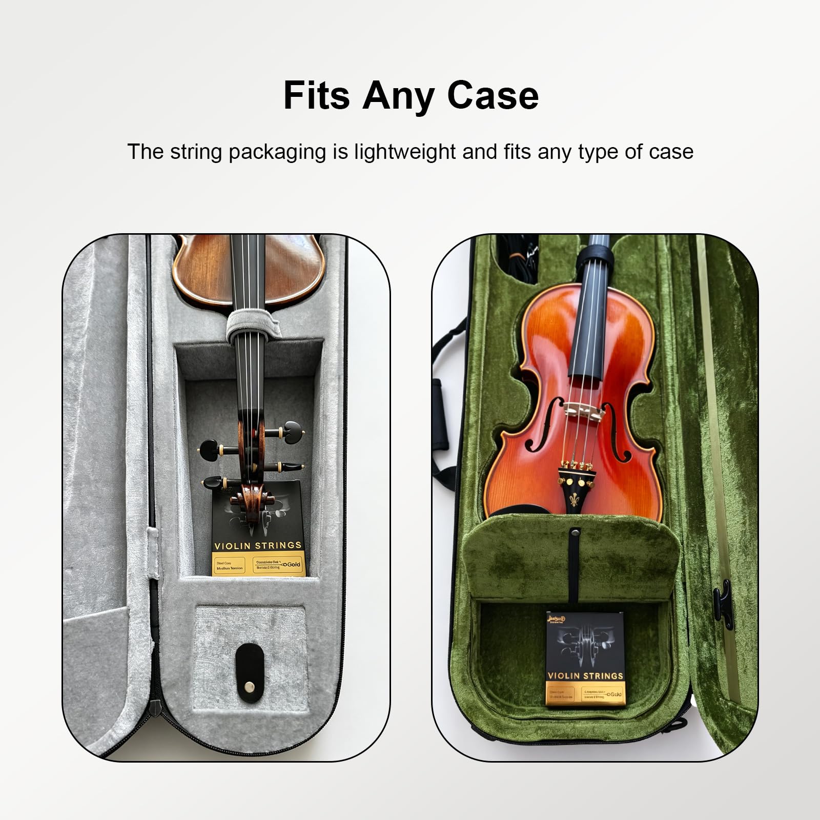 Jasiyah Violin Strings Full Set With Bonus E String, Solid Steel Core, Warm Tone & Durable, Gold Ball-End for 1/4 and 1/2 size