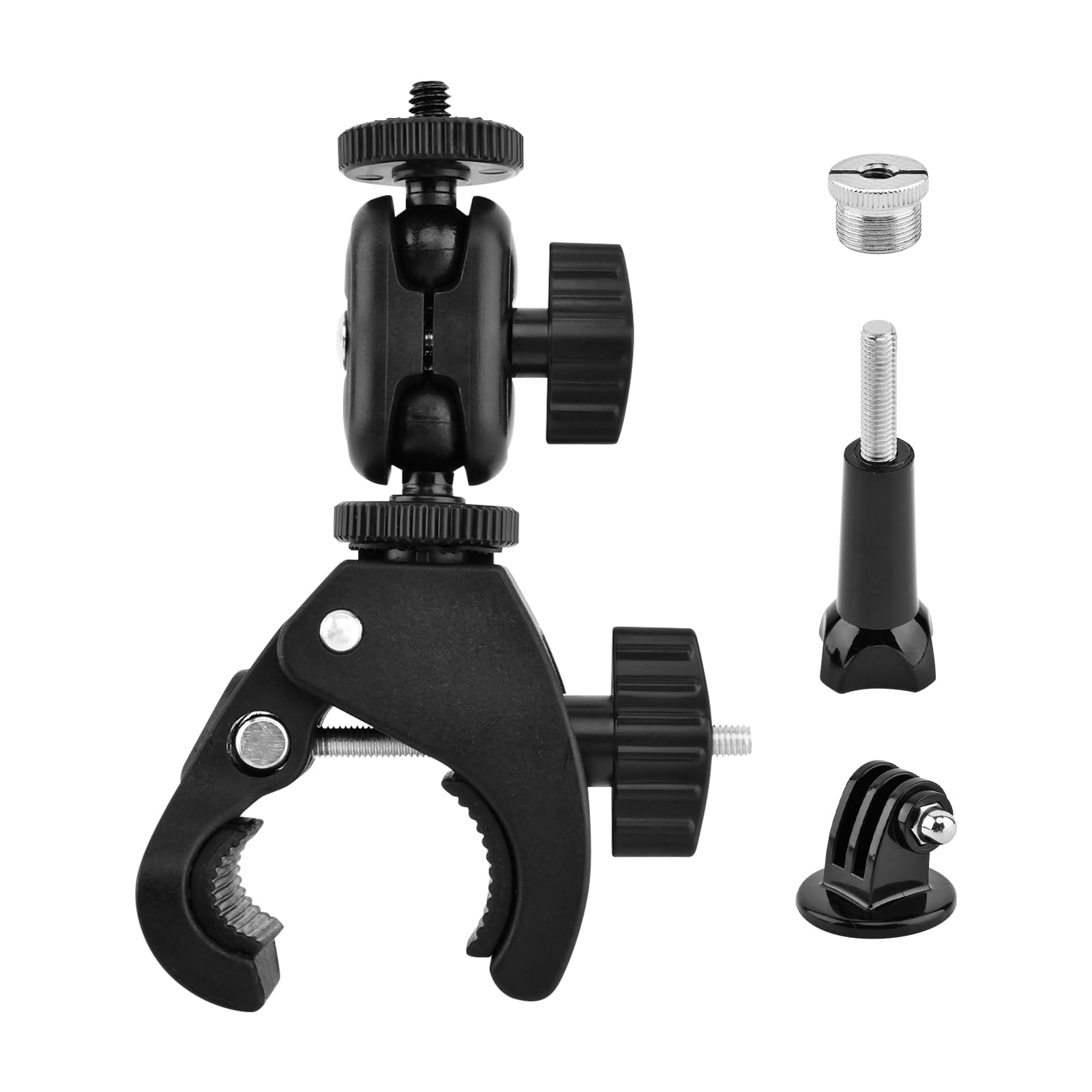 Mic Crab Clamp, Double Ball‑Head Microphone Holder with 1/4″‑5/8″ Adapter